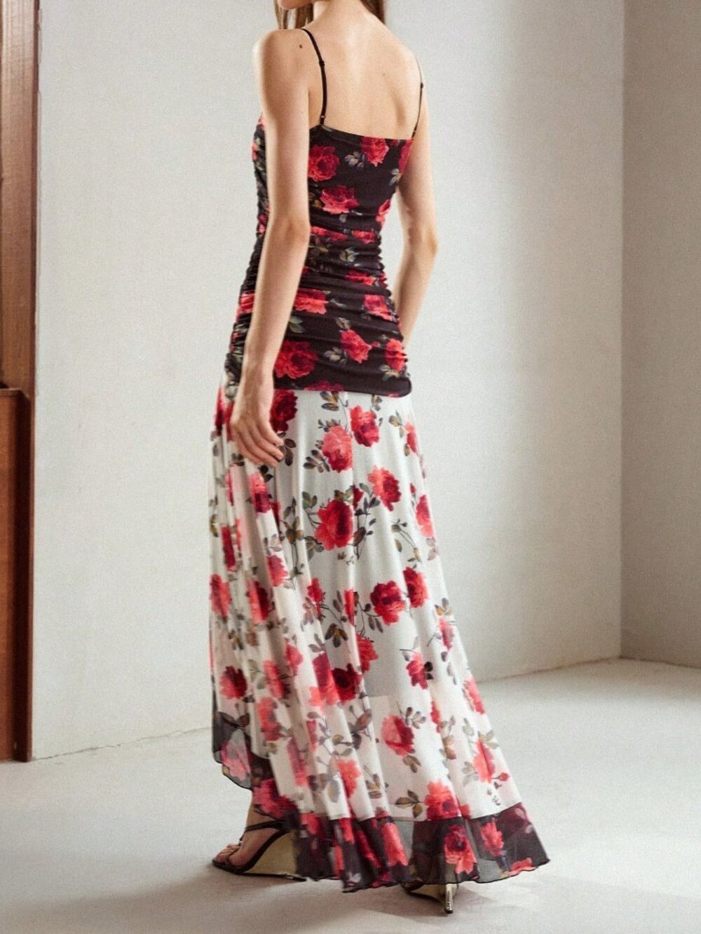 Multicolor Elegant Women's Mesh Print Spaghetti Strap Dress - Picture 2 of 6